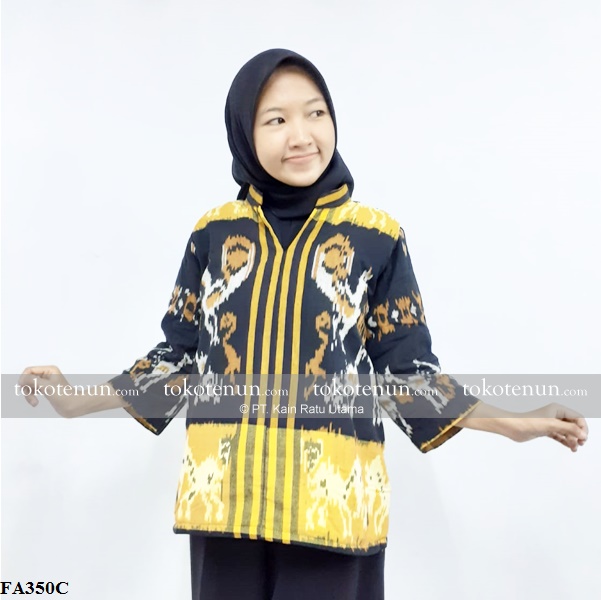 Blouse Tenun Ikat Warna Kuning
