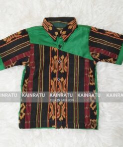 Kemeja Anak Tenun Pendek Hijau G168D