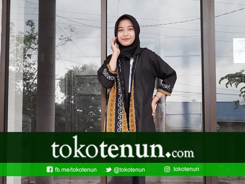 outer tenun kombinasi polos