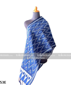 Selendang Tenun Motif Limar Biru Indigo A1253E