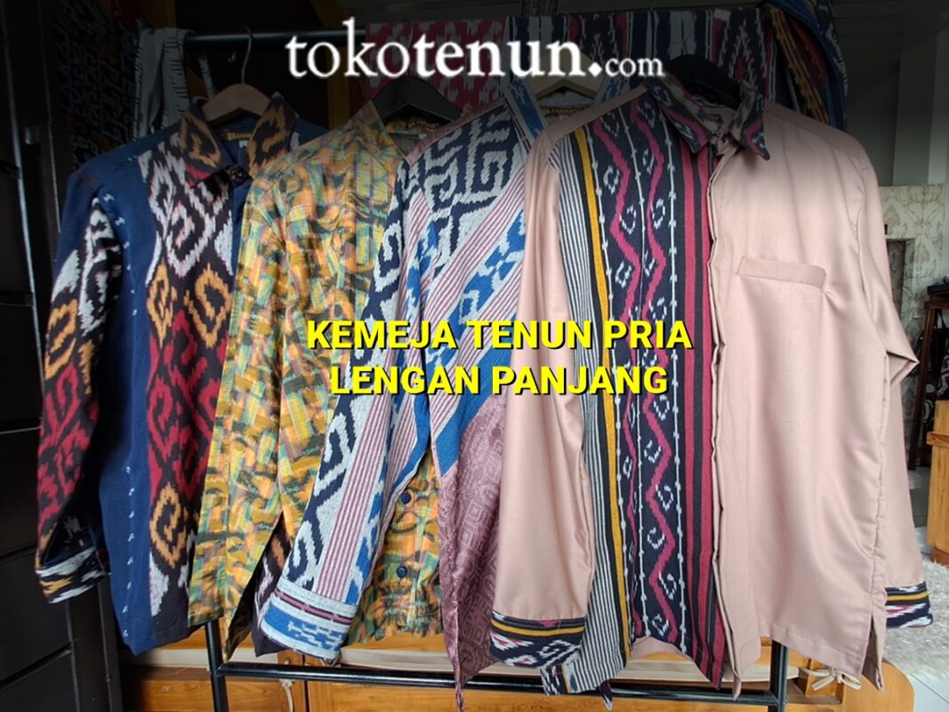 kemeja tenun pria lengan panjang